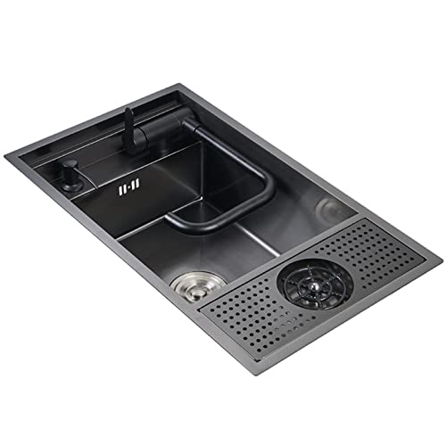 Évier De Bar Avec Rinceur De Verre, Évier De Cuisine De Préparation Encastré En Acier Inoxydable, Bol Simple De 21,7 Pouces, Avec Robinet Pliable, Distributeur De Savon Cover
