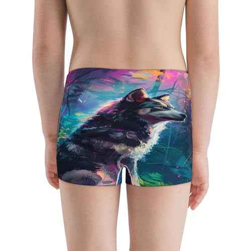 Boys' Cotton Boxer Brief Soft Underwear-Colorful Plant Wolf3