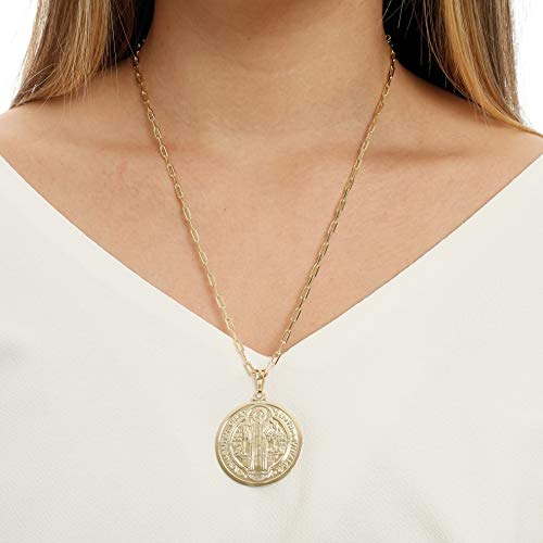 Cordão com Medalha de São Bento Protetora Banhado a Ouro 18k