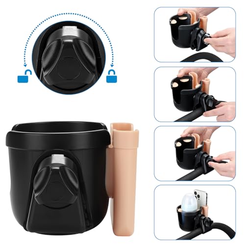 Image of Accmor 2-in-1 Walker Cup Holder with Phone Holder, Wheelchair Cup Holder, Rollator Cup Holder, Cup Phone Holder for Walker, Wheelchair, Rollator, Mobility Scooter