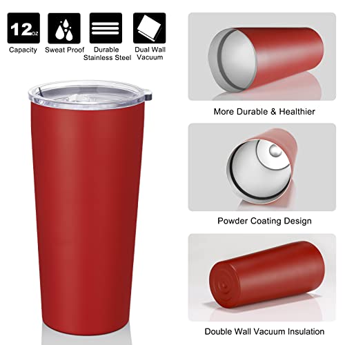 Image of VEGOND 20oz Tumbler Bulk with Lid and Straw 1 Pack, Stainless Steel Vacuum Insulated Tumbler, Double Wall Coffee Cup Travel Mug, Red