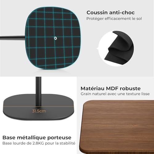 POLESTO Bureau Debout pour Ordinateur Portable avec Hauteur Réglable 46-120cm, Postes de Travail informatiques pour Le Travail d'étude, Table d'ordinateur Mobile pour Bureau/Lit/Canapé, Noir – vue 5