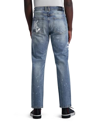 KARL LAGERFELD Men's Grafitti Logo on Back Denim Pant4