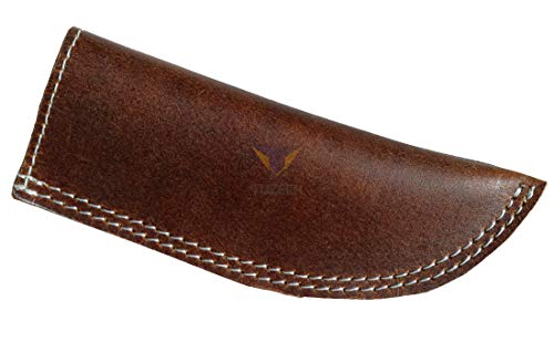 Tuzech Handmade Leather Hot Handle, Panhandle Potholder, Double Layered Stitched, Slides On/Off Easily Onto Metal Skillet Grips, Essential Cookware 5.5 X 2 Inches (Brown) #TOP4