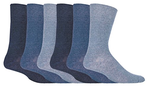 IOMI - Lot de 6 paires de chaussettes pour diabétiques en coton extra larges et extra larges sans reliure pour hommes (7-12 US, Blue)