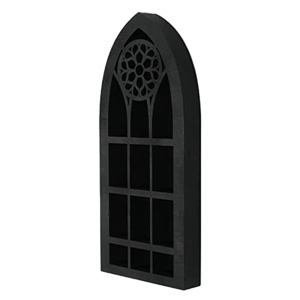 Baeroprki Wall Mounted Floating Shelves Old Church Window Crystal Wall Shelf Wall Hanging Gothic Boho Black Essential Oil Shelf