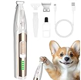 TECHMUR Pfotentrimmer für Hunde mit LED-Beleuchtung, Leiser Betrieb, Akku-Anzeige & Type-C-Ladung – Pfotenpad-Trimmer für Hunde, Katzen und Haustiere (Weiß)