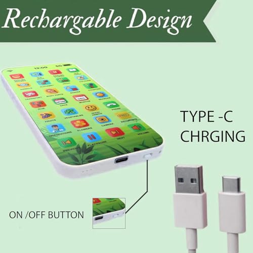 Image of Educational Toy Mobile Phone for Kids (2+ Years), Rechargeable 28 Learning Functions, Screen-Free Interactive Play Smart Phone, Sounds, Music, Numbers, Animals, Colors, Gift (Unicorn)