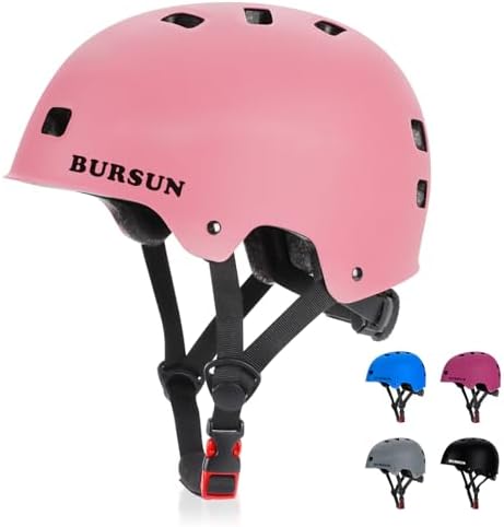 BURSUN Capacete De Bicicleta E Skate Para Crianças 5 A 8 Anos, Jovens Adultos 14 16 Scooter Multiesportiva Ajustável, Bicicleta, Patins, Patins Em Linha, Hoverboard, Longboard, 3 Tamanhos