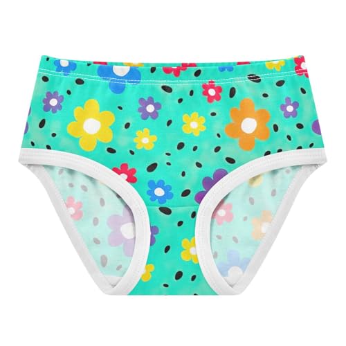 Playful Cute Colorful Floral Teal Panties for Girl Girls Underwear Toddler Cotton Animals Kids Briefs Undies 2t