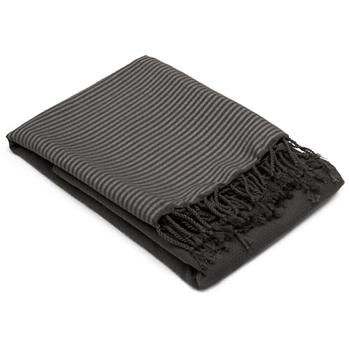 Linnea Drap de Plage NID d'abeille 100x200 cm Coton 230 g/m² Noir Café