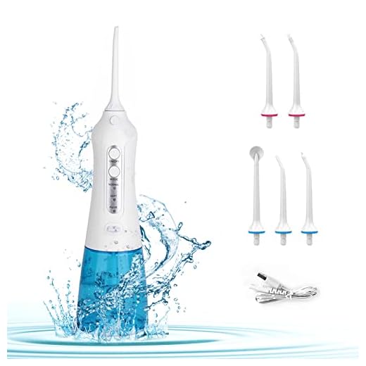 Cordless Water Flosser 3 Modos com 5 Jet Tips Tanque de água profissional 300ml Irrigador oral dental sem fio Limpador de dentes portátil para viagem em casa Aparelho Cuidados com a gengiva