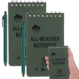 2pcs Wasserdichte Notepad, Und 2 Stifte Wasserdichte Notepad 3 x 5 Zoll Grüne Wiederverwendbare Für Outdoor-Aktivität Aufzeichnung Geeignet Für Studenten Und Personal Verwendet