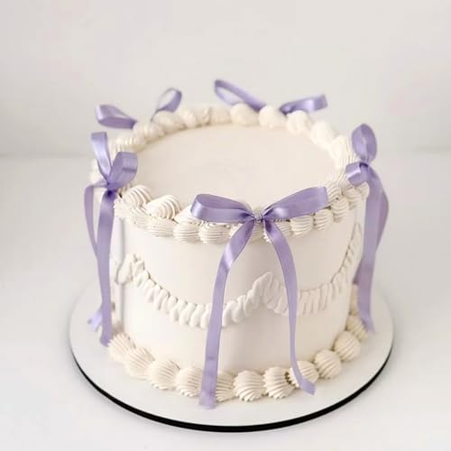 30 PCS Bow Cupcake Toppers Bowknot Ribbons Bow Girls Birthday Cake Decorations Bow Cake Toppers Bowknot Cupcake Picks for Wedding Bridal Birthday Anniversary Baby Shower Party Supplies Purple