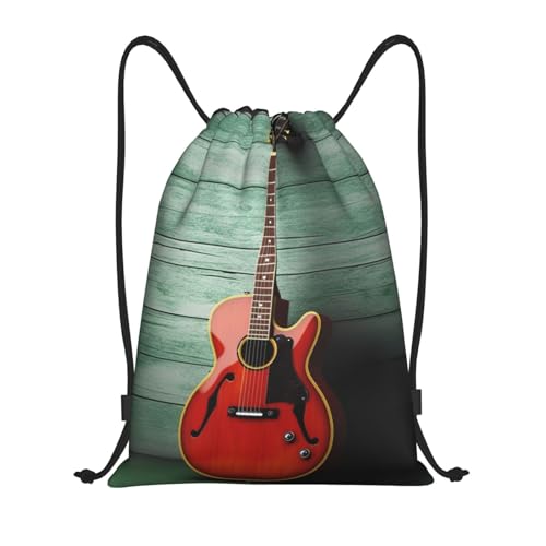 QSMJKLD Boa mochila com cordão de violão, impermeável, mochila esportiva, bolsa de ginástica justa para mulheres e homens, Preto, Medium