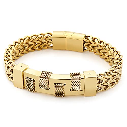 AMDXD Pulseras de hombre, estilo Rock Hip Hop acero inoxidable pulseras de cadena, 220x12mm, No Gemstone