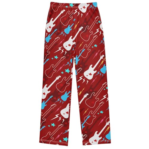 Boy's Pants Electric Guitar Star Jogger Pants Elastic Waist Long Bottoms Trousers with Pockets 6-14 Years