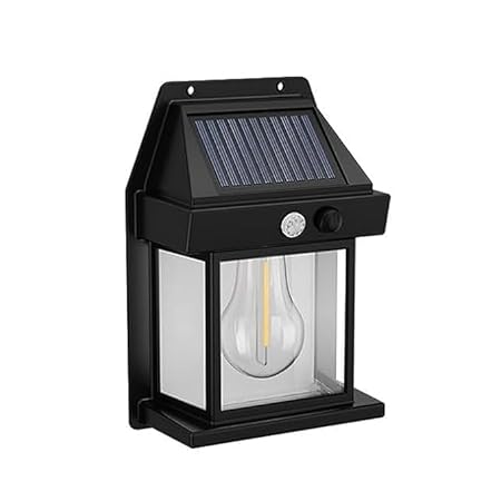 RADHE AGRI CENTER Solar Wall Lights Outdoor, Wireless Dusk to Dawn Porch Lights Fixture, Solar Wall Lantern with 3 Modes & Motion Sensor, Waterproof Exterior Lighting with Clear Panel