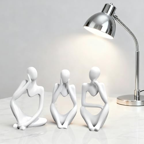 Estatuas Pensador Blancas Set 3 Piezas Resina Decoración miniatura 5
