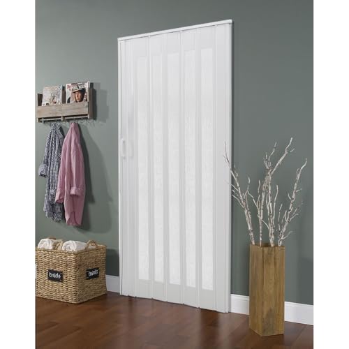 Warmiehomy Folding Door Sliding Concertina Door Clear PVC Plastic Features Artistic Patterned Internal Doors Panel Divider(Clear, Thickness 10mm)