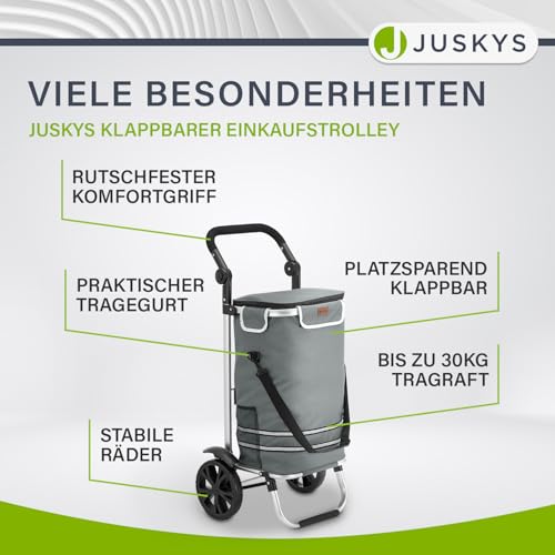 Juskys Einkaufstrolley 3in1 mit 2 Rollen für Shopping - 56 L Tasche abnehmbar - Trolley klappbar & modern - Sackkarre Einkaufsroller Grau – Bild 7