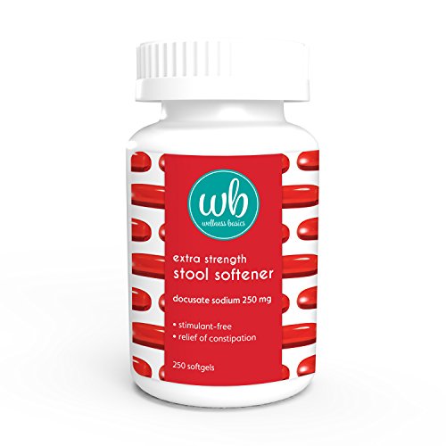 Wellness Basics Extra Strength Stool Softener Docusate Sodium 250 Mg Soft Gel, 250 Count