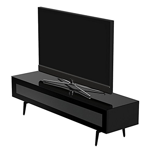 Sonorous Studio St-360 I/R Friendly Wood And Glass Modern Tv Stand With Spike Metal Legs For Sizes Up To 75" (Modern Design Cabinet For Your Audio/Video Components And Consoles) - Black #TOP4