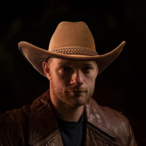 Image of FLUFFY SENSE. Cowboy Hat for Women and Men with Shapeable Wide Brim - Felt Cattleman Western Hats for Cowboys and Cowgirls