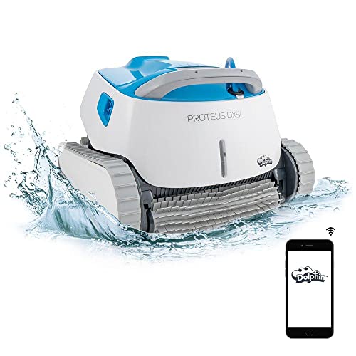 Dolphin Proteus DX5i Wi-Fi Automatic Robotic Pool Vacuum Cleaner, Wall Climbing, Waterline Scrubber Brush, Ideal for In-Ground Pool up to 50 FT in Length