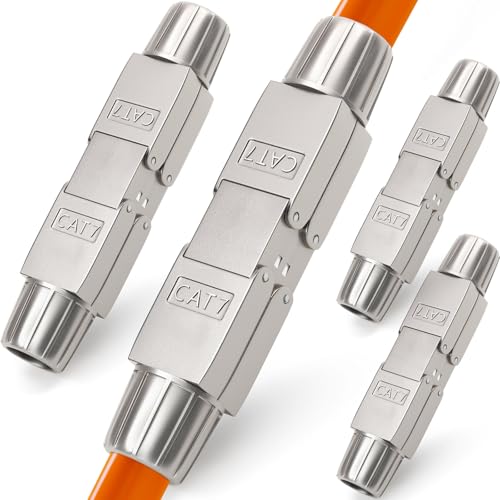 HB-DIGITAL 4x LSA werkzeugloser Netzwerkkabelverbinder Cat.7 STP feldkonfektionierbare Kupplung Adapter Verlängerung für LAN Verlegekabel Ethernet Installationskabel CAT 7