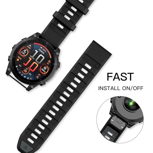 Image of OVERSTEP Compatible with Fenix 8 47mm Watch Bands, 22mm Soft Siliocne Strap for Garmin Fenix 5 /Fenix 5 Plus /Fenix 6 /Fenix 6 Pro /Fenix 7 Smartwatch