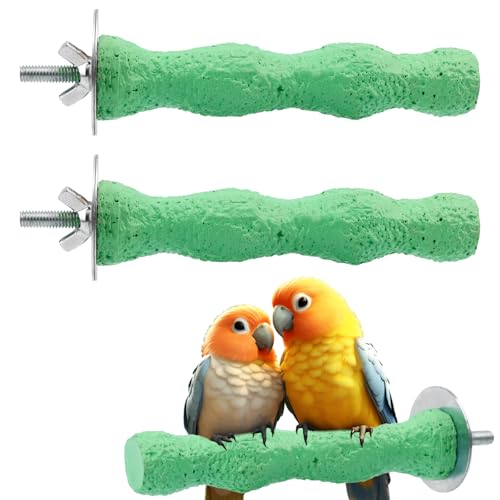 2pcs Bird Beak Grinding Stone, Anti-Slip Parakeet Nail Trimming Stick Resin Beak Grinder Stone Perches Washable Claw Trimmer Stand for Parrot Budgie Cockatiel Cage Accessories