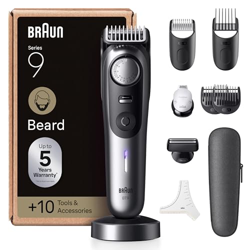 Braun Tondeuse A Barbe Homme Series 9 BT9545 Chrome, +10 Outils De Barbier, 52 Longueurs, Lame ProBlade Pour Un Rasage Professionnel,...