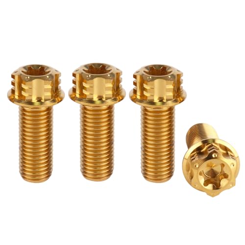 Image of 4Pcs Titanium Bolt Flange Torx Head M8 M10 x 20 25 30mm Screw Bolt for Motorcycle Car Modifications (Gold, M10x25mm Pitch 1.25)
