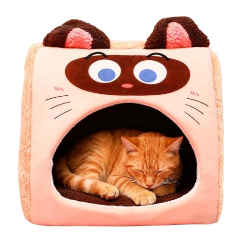 Accessoire pour animaux de compagnie : maison grotte pour chat et lit fermé doux - 7