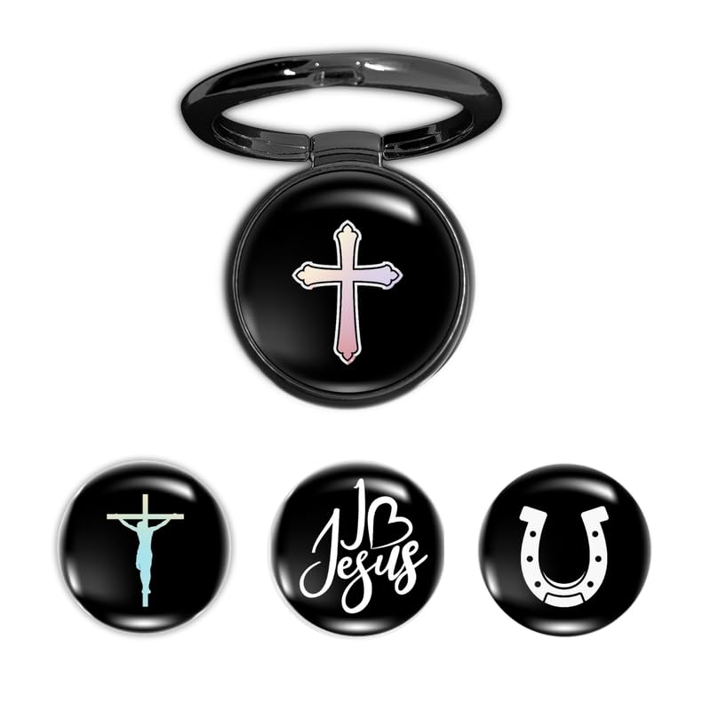 Image of 4-in-1 Metallic Mobile Back Ring Holder | Strong Grip for Phone & Back Cover | 4 3D Logo Magnets | 360 Adjustable Stand