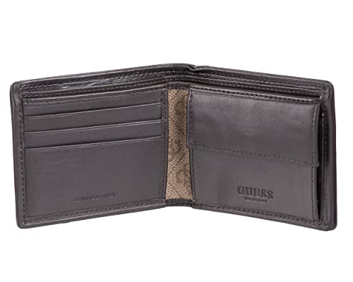 GUESS mens Bifold Wallet, Brown/Brown Logo, One Size UK
