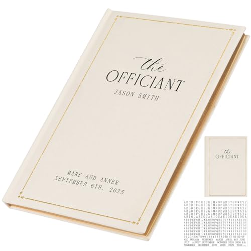 Engrowtic Wedding Officiant Book Personalized Linen Hardcover Journal with Name Sticker, 160 Lined...