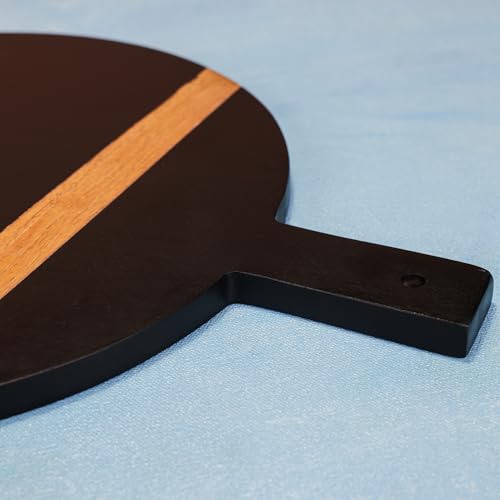 Image of Stripe a Pose Serving Board with Enamel Finish | Multipurpose Wooden Cutting Board, Serving Platter, Pizza Tray & Charcuterie Board | Ideal Gift