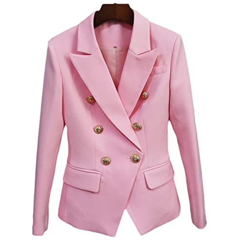 Suwequest Blazer Jacket Women's Classic Double Breasted Metal Buttons Blazer