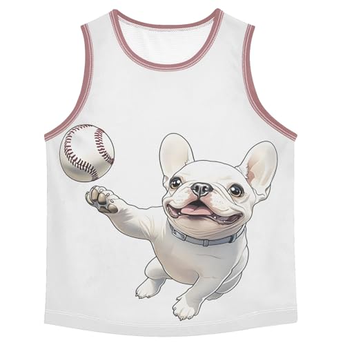 Boys' Tank Top Shirt Cute Dog with Baseball Sleeveless T-Shirts