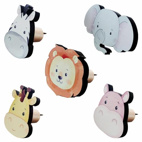 Kit Gancho Cabideiro de Parede Infantil Safari Baby Cor:COLORIDO;Tamanho:ÚNICO