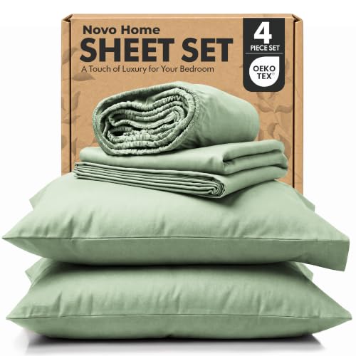 Novo Home Full Sheet Set 4 Piece, Hotel Luxury Microfiber Bed Sheets