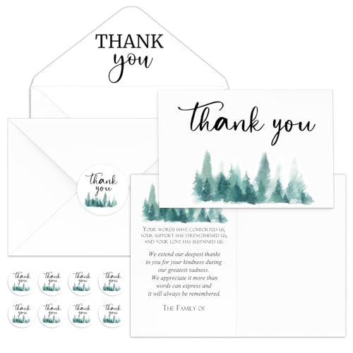 Marspark 100 Sets Funeral Thank You Sympathy Cards with Envelopes
