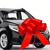 Big Car Bow, 30 Inch Giant Bow for Car, Giant Car Bow, Large Giant Bow for Present, Large Gift Wrapping Bow for Birthday, Surprise Party, Christmas, Wedding Reception, Festival (Red)