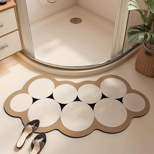 Non Slip Bath Mats，Curved Shower Mat，Curved Bath Mat for Round Shower, Super Absorbent Non Slip Quadrant Curved Bath Rug, Quick Dry Corner Bathroom Rug,A,40x75cm