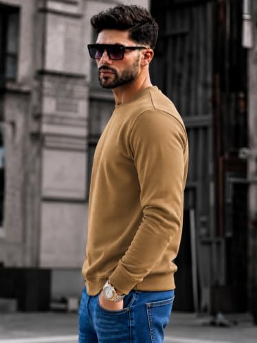 Image of Mack Jonney Men's Solid Winter Sweatshirt|Soft Fleece Fabric Full Sleeve Round Neck Sweatshirt|Stylish Casual Wear for Men-mj-281
