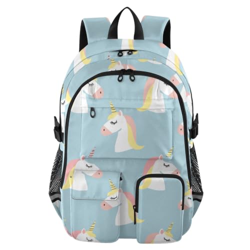 Mochila para laptop de 17.5 pulgadas con diseño de unicornios blancos para estudiantes de 7-18 años