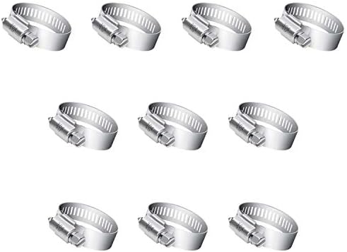 Hose Clamp, 10 Pieces Stainless Steel Adjustable 6-12 mm Range Worm Gear Hose Clamp, Fuel Line Clamp for Plumbing, Automotive and Mechanical Applications