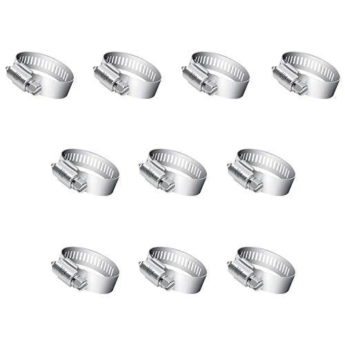 Hose Clamp, 10 Pieces Stainless Steel Adjustable 6-12 mm Range Worm Gear Hose Clamp, Fuel Line Clamp for Plumbing, Automotive and Mechanical Applications